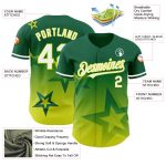 Custom Baseball Jersey with Name and Number - Personalized Kelly Green, Neon Yellow 3D Star Pattern Design Personalized Kelly