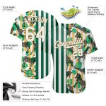Custom Name Number Baseball Jersey with 3D Pattern Design Zebras Giraffes - Personalized Kelly Green White Old Gold Personalized