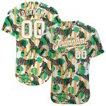 Personalized 3D Pattern Zebras Giraffes Baseball Jersey - Kelly Green White Old Gold Authentic Design Personalized Kelly