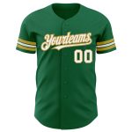 Custom Name and Number Authentic Baseball Jersey - Personalized Kelly Green and Old Gold Team Apparel Personalized Kelly