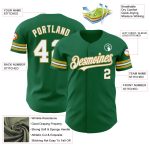 Custom Name and Number Authentic Baseball Jersey - Personalized Kelly Green and Old Gold Team Apparel Personalized Kelly