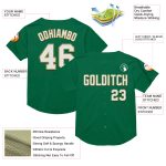 Custom Name and Number Mesh Throwback Baseball Jersey in Kelly Green and White-Old Gold - Personalized Team Apparel Personalized
