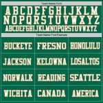 Custom Name and Number Personalized Football Jersey in Kelly Green, White, and Old Gold Mesh - Authentic Throwback Style