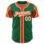 Custom Baseball Jersey with Name and Number in Kelly Green, White, and Orange - Authentic Team Apparel Personalized Kelly