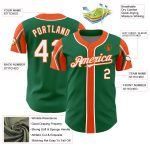 Custom Baseball Jersey with Name and Number in Kelly Green, White, and Orange - Authentic Team Apparel Personalized Kelly