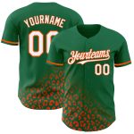 Custom Leopard Print Baseball Jersey with 3D Pattern - Personalized Kelly Green & White-Orange Team Name and Number Personalized