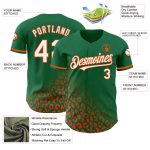 Custom Leopard Print Baseball Jersey with 3D Pattern - Personalized Kelly Green & White-Orange Team Name and Number Personalized