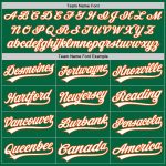 Personalized Authentic Baseball Jersey in Kelly Green with White and Orange Details Personalized Kelly Green White-Orange