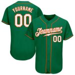 Custom Name and Number Authentic Baseball Jersey - Personalized Kelly Green White-Orange Team Jersey Personalized Kelly Green