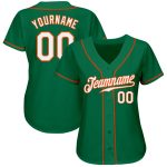 Custom Name and Number Authentic Baseball Jersey - Personalized Kelly Green White-Orange Team Jersey Personalized Kelly Green
