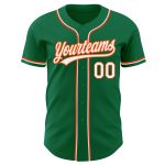 Personalized Authentic Baseball Jersey in Kelly Green with White and Orange Details Personalized Kelly Green White-Orange