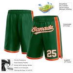 Custom Name and Number Authentic Basketball Shorts in Kelly Green White and Orange - Personalized Team Gear Personalized
