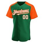 Custom Name and Number Baseball Jersey - Personalized Kelly Green White-Orange Authentic Raglan Sleeves Personalized Kelly