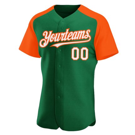 Custom Name and Number Baseball Jersey - Personalized Kelly Green White-Orange Authentic Raglan Sleeves Personalized Kelly