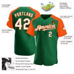Custom Name and Number Baseball Jersey - Personalized Kelly Green White-Orange Authentic Raglan Sleeves Personalized Kelly