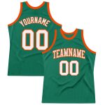 Custom Name Number Kelly Green White-Orange Authentic Throwback Basketball Jersey - Personalized Team Jersey Personalized