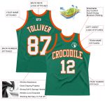 Custom Name Number Kelly Green White-Orange Authentic Throwback Basketball Jersey - Personalized Team Jersey Personalized