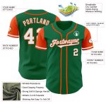 Custom Name Number Two Tone Baseball Jersey Authentic Kelly Green White Orange Personalized Kelly Green White-Orange Authentic