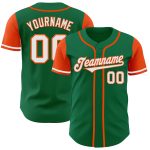 Custom Name Number Two Tone Baseball Jersey Authentic Kelly Green White Orange Personalized Kelly Green White-Orange Authentic