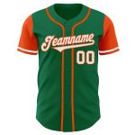 Custom Name Number Two Tone Baseball Jersey Authentic Kelly Green White Orange Personalized Kelly Green White-Orange Authentic