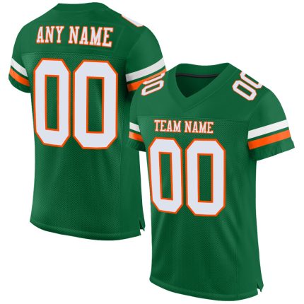 Customizable Kelly Green White-Orange Authentic Football Jersey - Personalized Sport Apparel Personalized Kelly Green White-Orange
