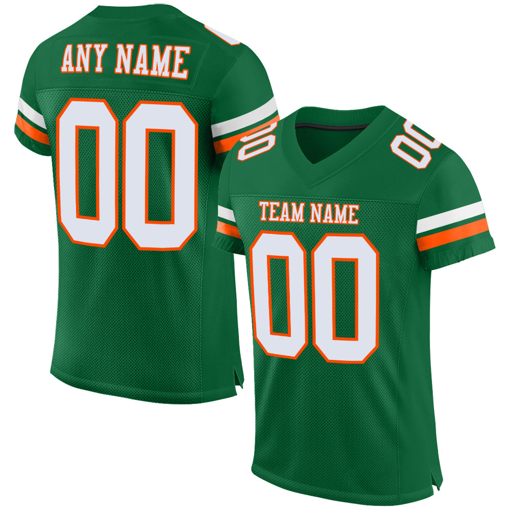 Customizable Kelly Green White-Orange Authentic Football Jersey - Personalized Sport Apparel Personalized Kelly Green White-Orange