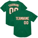 Personalized Kelly Green White Orange Mesh Throwback Baseball Jersey Personalized Kelly Green White-Orange Mesh Authentic