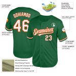 Custom Authentic Throwback Baseball Jersey with Name and Number, Kelly Green White-Orange Mesh Design Personalized Kelly