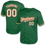 Custom Authentic Throwback Baseball Jersey with Name and Number, Kelly Green White-Orange Mesh Design Personalized Kelly