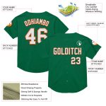 Personalized Kelly Green White Orange Mesh Throwback Baseball Jersey Personalized Kelly Green White-Orange Mesh Authentic