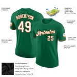 Custom Team Name and Number Performance T-Shirt - Personalized Kelly Green and White-Orange Personalized Kelly Green White-Orange