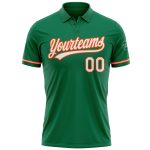 Custom Name Number Personalized Kelly Green Performance Vapor Golf Polo Shirt White-Orange Team Apparel Personalized Kelly