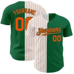 Custom Name Number Personalized Authentic Baseball Jersey Kelly Green White Orange Pinstripe Personalized Kelly Green White-Orange