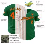 Custom Name Number Personalized Authentic Baseball Jersey Kelly Green White Orange Pinstripe Personalized Kelly Green White-Orange