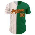 Custom Name Number Personalized Authentic Baseball Jersey Kelly Green White Orange Pinstripe Personalized Kelly Green White-Orange
