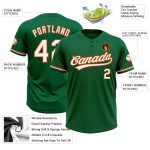 Custom Name Number Unisex Softball Jersey - Kelly Green White-Orange Two-Button Design for Team Use Personalized Kelly Green