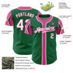 Custom Authentic Baseball Jersey with Name & Number in Kelly Green, White, Pink - 3 Colors Available Personalized Kelly Green