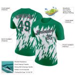 Custom Name and Number Performance T-Shirt - 3D Pattern Design in Kelly Green, White, and Pink Abstract Sharp Shape Personalized