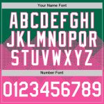 Personalized Authentic Baseball Jersey with Custom Name and Number, Kelly Green White-Pink 3D Gradient Square Pattern Design