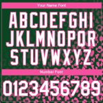 Custom Leopard Print Fade Baseball Jersey with 3D Pattern - Authentic Team Baseball Jersey in Kelly Green White-Pink Personalized