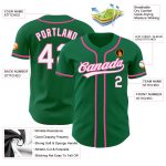 Personalized Authentic Baseball Jersey in Kelly Green with White and Pink Accents Personalized Kelly Green White-Pink Authentic