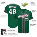 Custom Name and Number Authentic Baseball Jersey in Kelly Green with White-Pink Details Personalized Kelly Green White-Pink