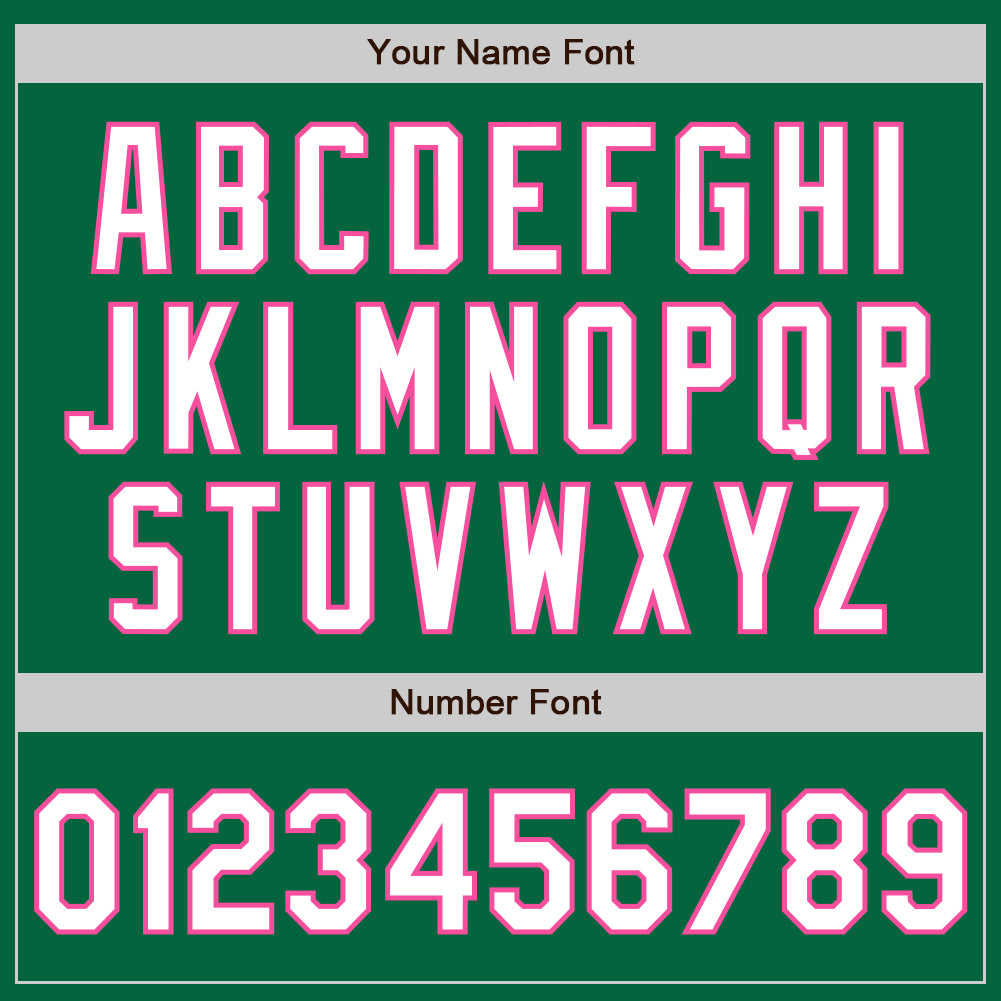 Personalized Kelly Green White-Pink Authentic Raglan Sleeves Baseball Jersey Team Custom Name and Number Custom Name and Number Baseball Jersey - Personalized Raglan Sleeves in Kelly Green, White, and Pink Personalized Kelly Green - Image 5