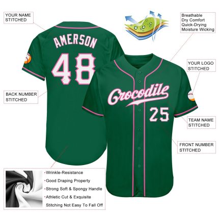 Custom Name and Number Softball Jersey - Personalized Kelly Green, White, Pink Authentic Design Personalized Kelly Green