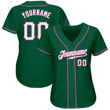 Custom Name and Number Softball Jersey - Personalized Kelly Green, White, Pink Authentic Design Personalized Kelly Green