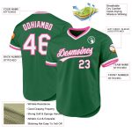Personalized Custom Name Number Baseball Jersey - Kelly Green White Pink Authentic Throwback Design Personalized Kelly Green