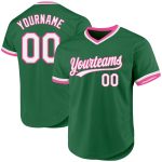 Personalized Custom Name Number Baseball Jersey - Kelly Green White Pink Authentic Throwback Design Personalized Kelly Green