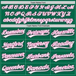 Personalized Custom Name Number Baseball Jersey - Kelly Green White Pink Authentic Throwback Design Personalized Kelly Green