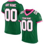Custom Name & Number Personalized Football Jersey - Kelly Green White-Pink Mesh Authentic Design Personalized Kelly Green