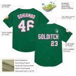 Personalized Throwback Baseball Jersey in Kelly Green with White and Pink Mesh Design Personalized Kelly Green White-Pink